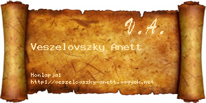 Veszelovszky Anett névjegykártya